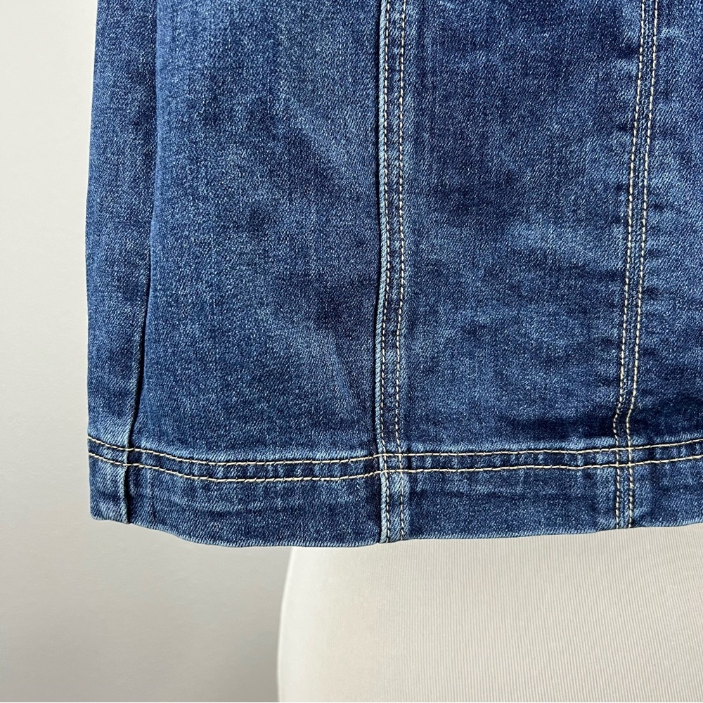 PacSun Belted Denim Mini Skirt Womens 00 Blue Y2K Micro Stretch - Picture 6 of 9